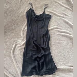 Bebe Black Satin Slip Dress - Size Large
